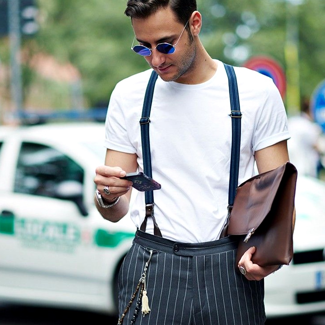 Rodeado Sofisticado Inspector Street Style: Looks con tirantes y pajaritas para hombre * MAV Magazine by  Aurora Vega